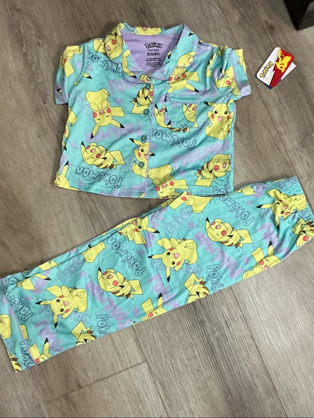 Pikachu Kids Pajama Set - Aqua Yellow